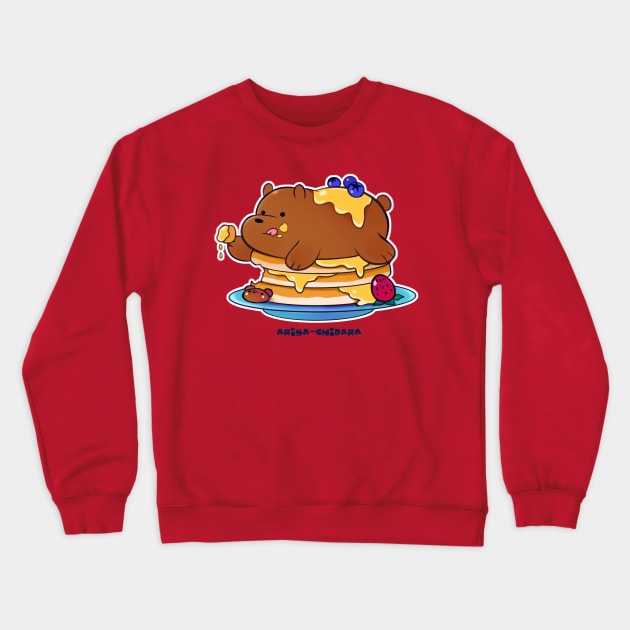 Brown Bear Pancakes Crewneck Sweatshirt by arisachibara